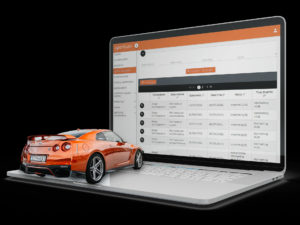 mockup fleet manager con auto arancione