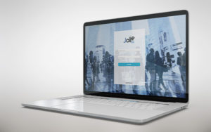mockup laptop con schermata di login del software Jolie Lite per la gestione di eventi